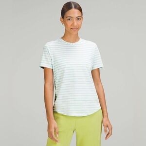 Lululemon athletica Green Stripe Love Curved Hem Crewneck Tee— Size 2
